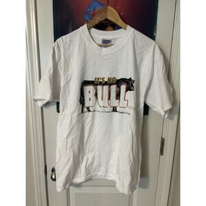 Vintage Its no Bull White Black Angus Beef T-shirt Size Large